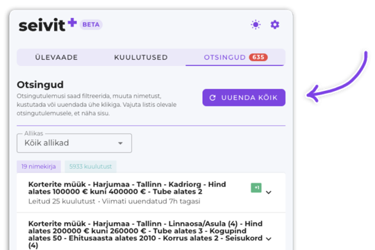 SEIVIT hinnamuutuste ülevaade